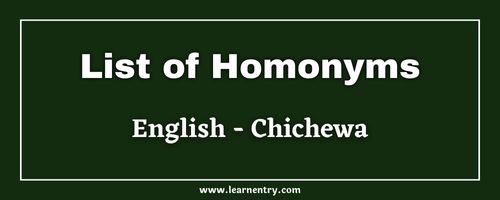 List of Homonyms in Chichewa and English