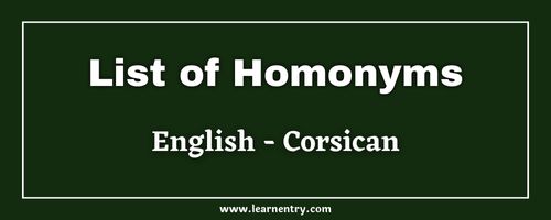 List of Homonyms in Corsican and English
