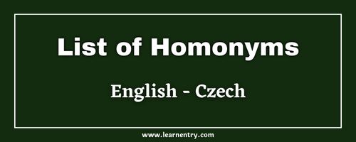 List of Homonyms in Czech and English