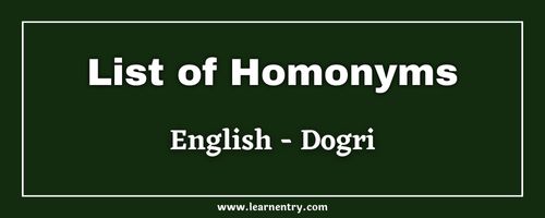 List of Homonyms in Dogri and English