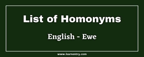 List of Homonyms in Ewe and English
