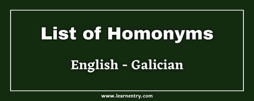 List of Homonyms in Galician and English