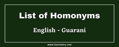 List of Homonyms in Guarani and English