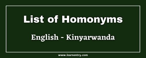 List of Homonyms in Kinyarwanda and English