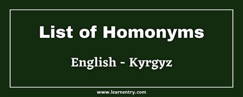 List of Homonyms in Kyrgyz and English