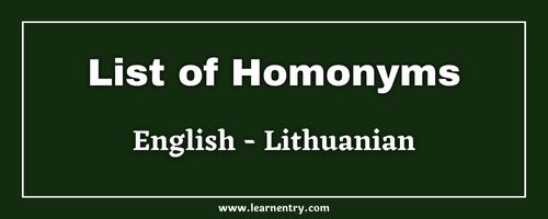 List of Homonyms in Lithuanian and English