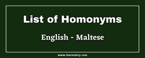 List of Homonyms in Maltese and English