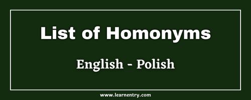 List of Homonyms in Polish and English