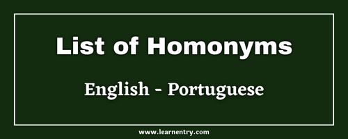 List of Homonyms in Portuguese and English