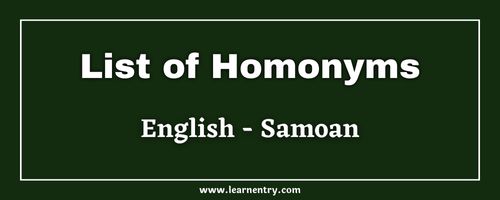 List of Homonyms in Samoan and English
