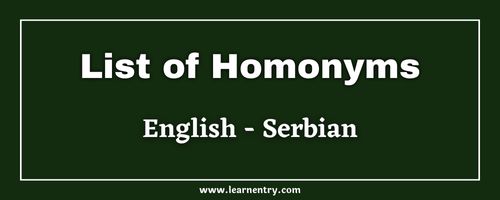 List of Homonyms in Serbian and English