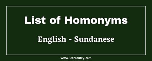 List of Homonyms in Sundanese and English