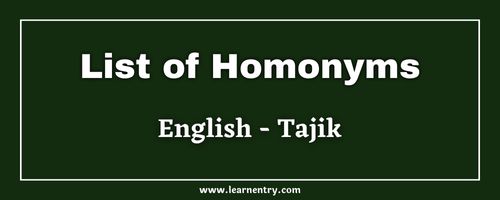 List of Homonyms in Tajik and English