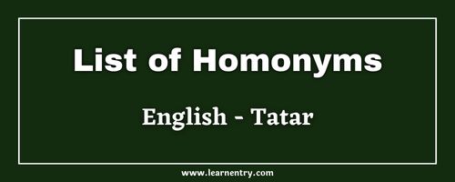 List of Homonyms in Tatar and English