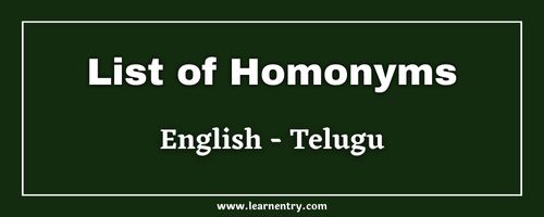 List of Homonyms in Telugu and English