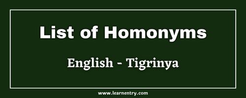 List of Homonyms in Tigrinya and English