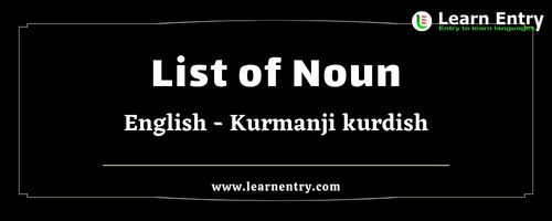 List of Nouns in Kurmanji kurdish and English
