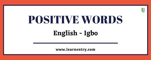List of Positive words in Igbo and English