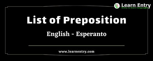 List of Prepositions in Esperanto and English