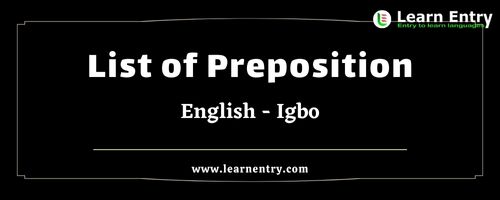List of Prepositions in Igbo and English