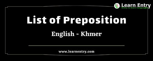 List of Prepositions in Khmer and English