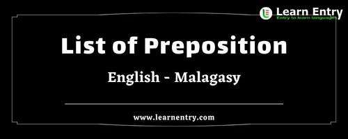 List of Prepositions in Malagasy and English