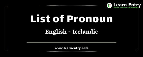 List of Pronouns in Icelandic and English