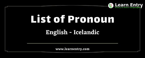 List of Pronouns in Icelandic and English