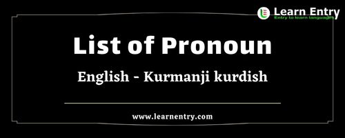 List of Pronouns in Kurmanji kurdish and English
