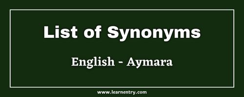 List of Synonyms in Aymara and English
