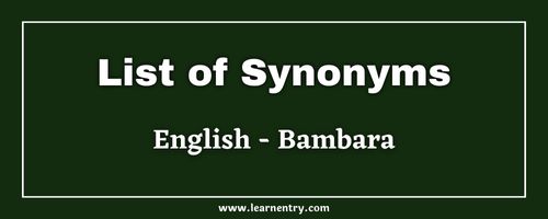 List of Synonyms in Bambara and English