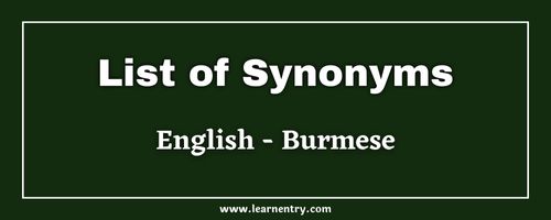 List of Synonyms in Burmese and English