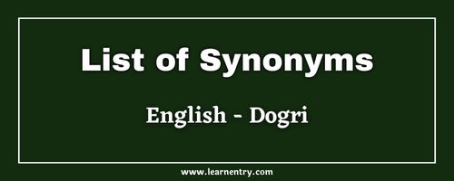 List of Synonyms in Dogri and English
