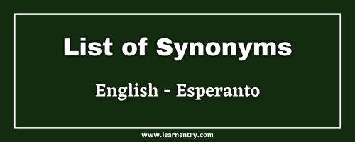List of Synonyms in Esperanto and English