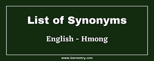 List of Synonyms in Hmong and English