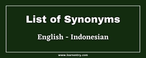 List of Synonyms in Indonesian and English