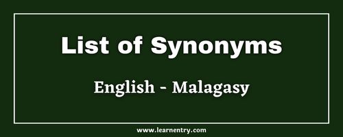 List of Synonyms in Malagasy and English