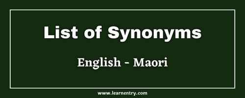 List of Synonyms in Maori and English