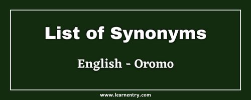 List of Synonyms in Oromo and English