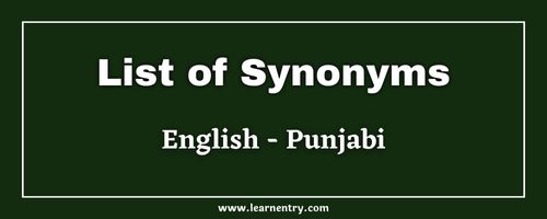 List of Synonyms in Punjabi and English