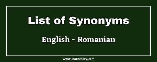 List of Synonyms in Romanian and English