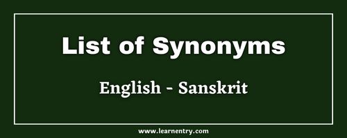 List of Synonyms in Sanskrit and English