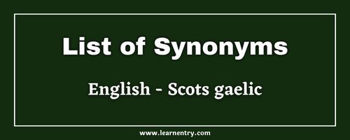 List of Synonyms in Scots gaelic and English