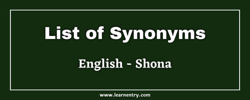 List of Synonyms in Shona and English