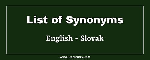 List of Synonyms in Slovak and English