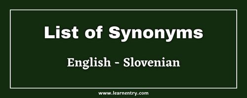 List of Synonyms in Slovenian and English