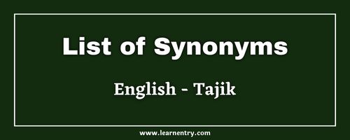 List of Synonyms in Tajik and English