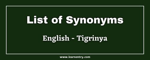 List of Synonyms in Tigrinya and English
