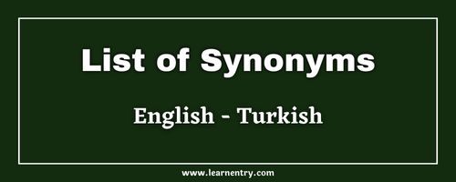 List of Synonyms in Turkish and English