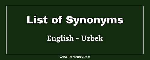 List of Synonyms in Uzbek and English
